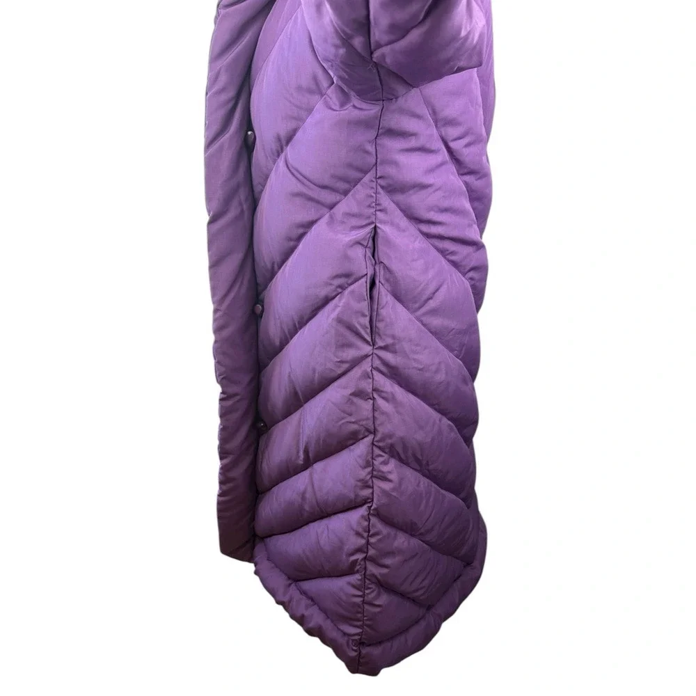 Vintage Saks Fifth Avenue Purple Long Puffer Coat Down Feather Women’s Large - Picture 12 of 16